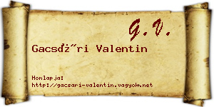 Gacsári Valentin névjegykártya